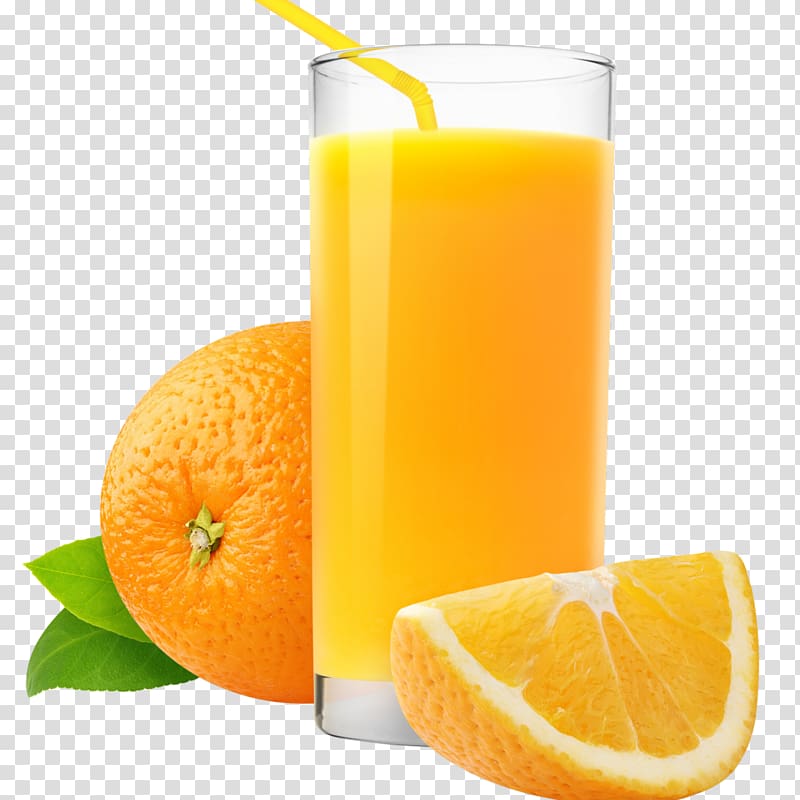 Orange juice Smoothie Fizzy Drinks, oranges and ice cubes transparent background PNG clipart