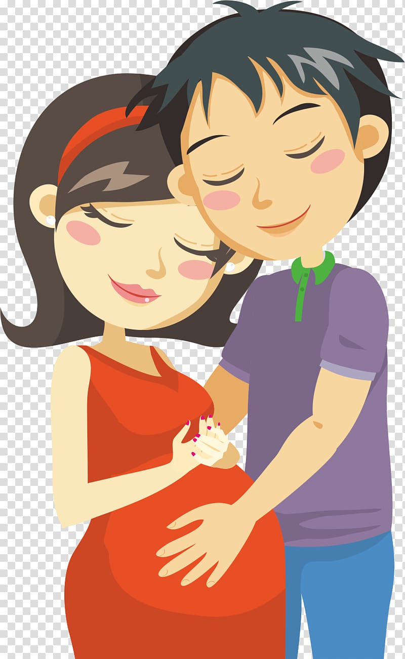 man and woman illustration, Pregnancy Woman , Husband and wife transparent background PNG clipart