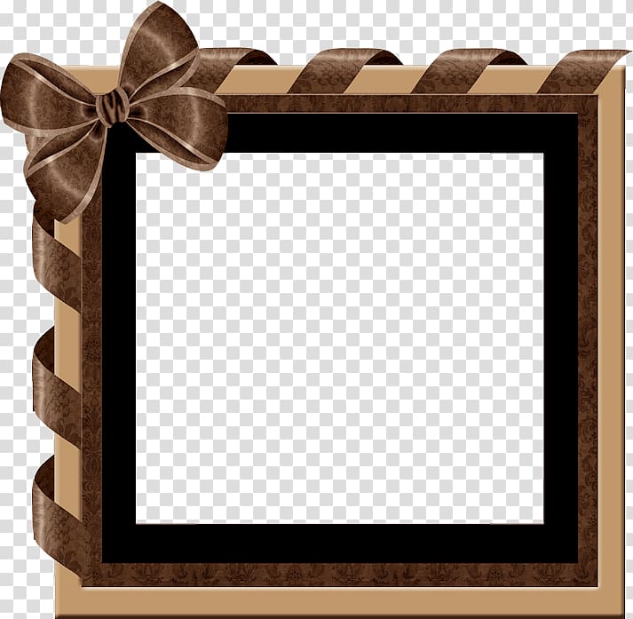 chocolate-colored ribbon bow border transparent background PNG clipart