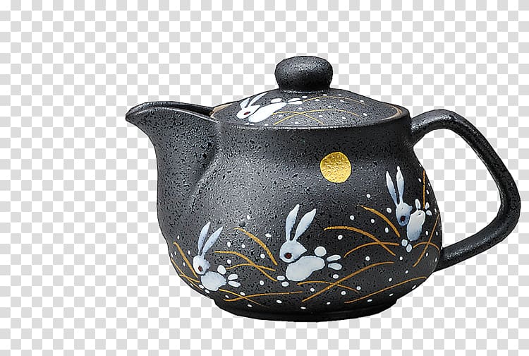 Teapot Sake set Kutani ware Ceramic, Black tea transparent background PNG clipart