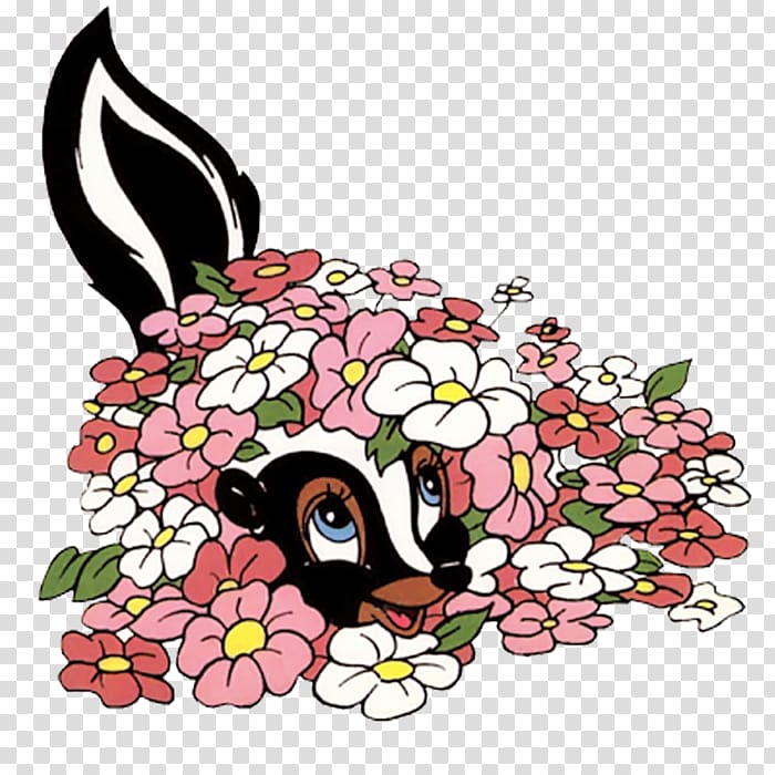Thumper Bambi, a Life in the Woods Floral design Flower Drawing, flower transparent background PNG clipart
