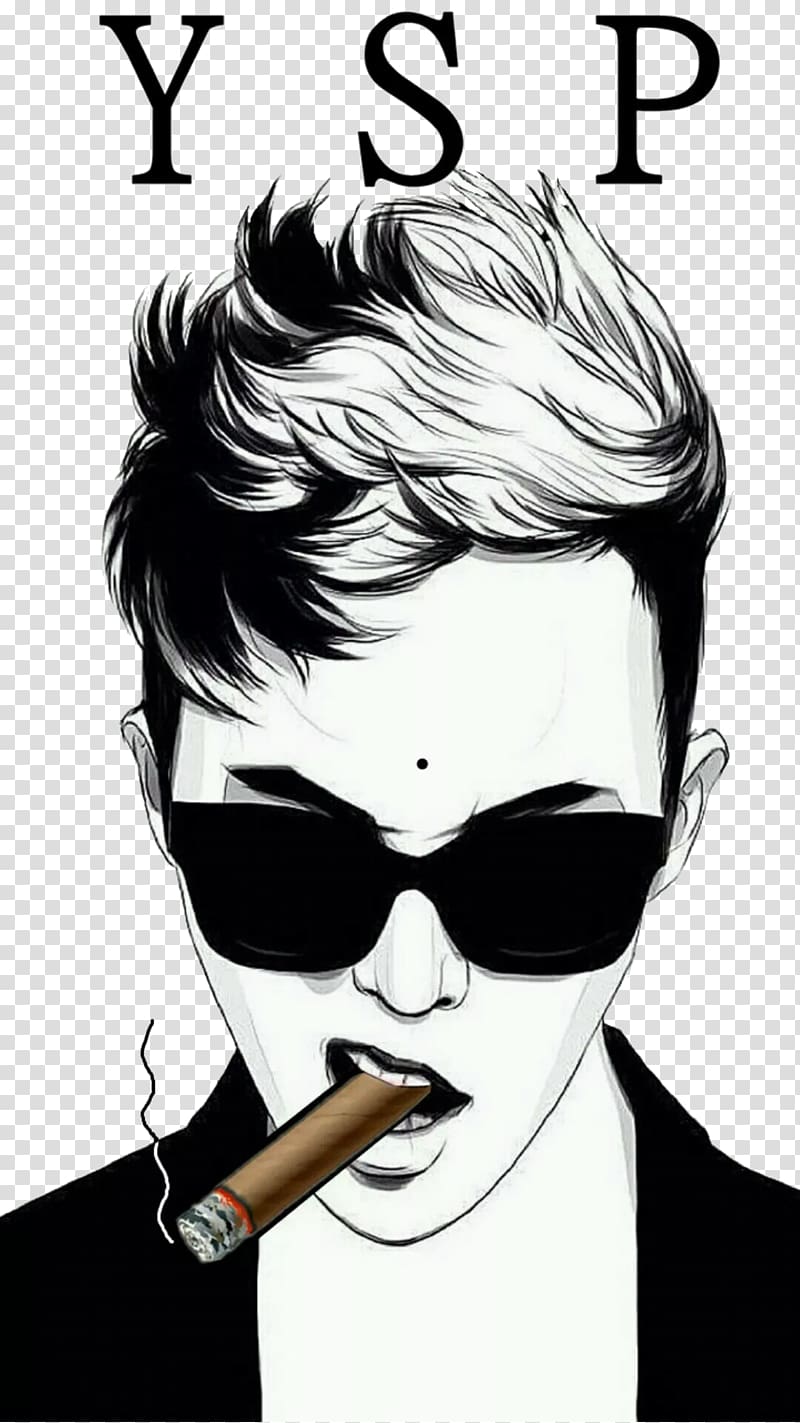Wattpad BIGBANG Korean Dream, Hand drawn fashion man smoking a cigar transparent background PNG clipart