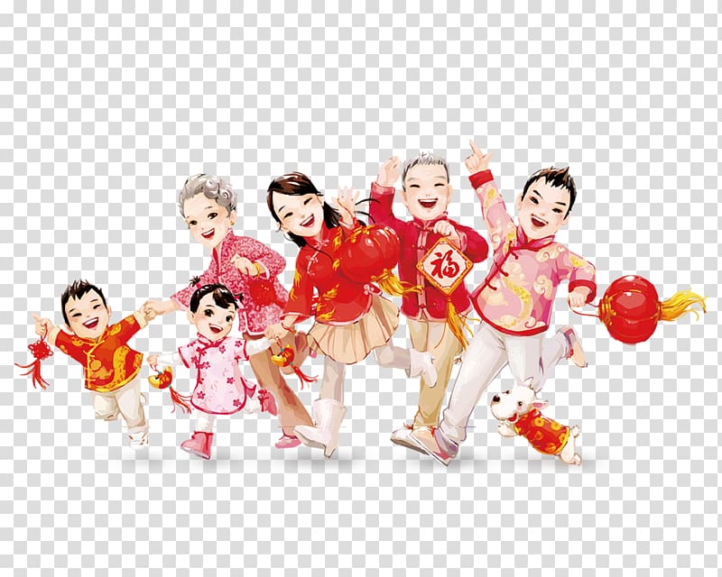 Chinese New Year New Years Day 1u67085u65e5 Family reunion, New Year festive family portrait transparent background PNG clipart