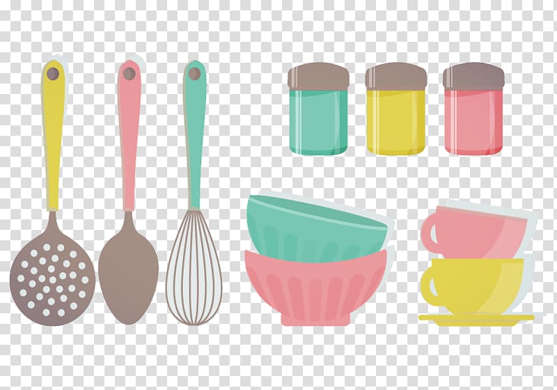 kitchen utensils illustration, Kitchen utensil Knife Kitchenware Table, Kitchen utensils bowl and spoon transparent background PNG clipart