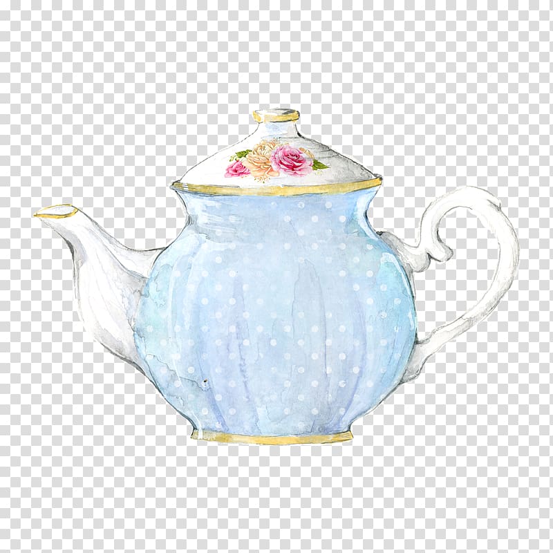 Teapot Watercolor painting, afternoon tea transparent background PNG clipart