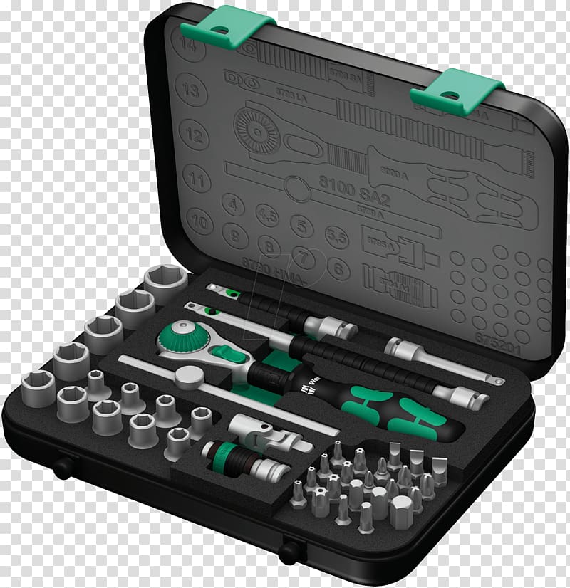 Wera Tools Wera Zyklop 8100SA4 41-Piece Ratchet Set Socket wrench, screwdriver transparent background PNG clipart