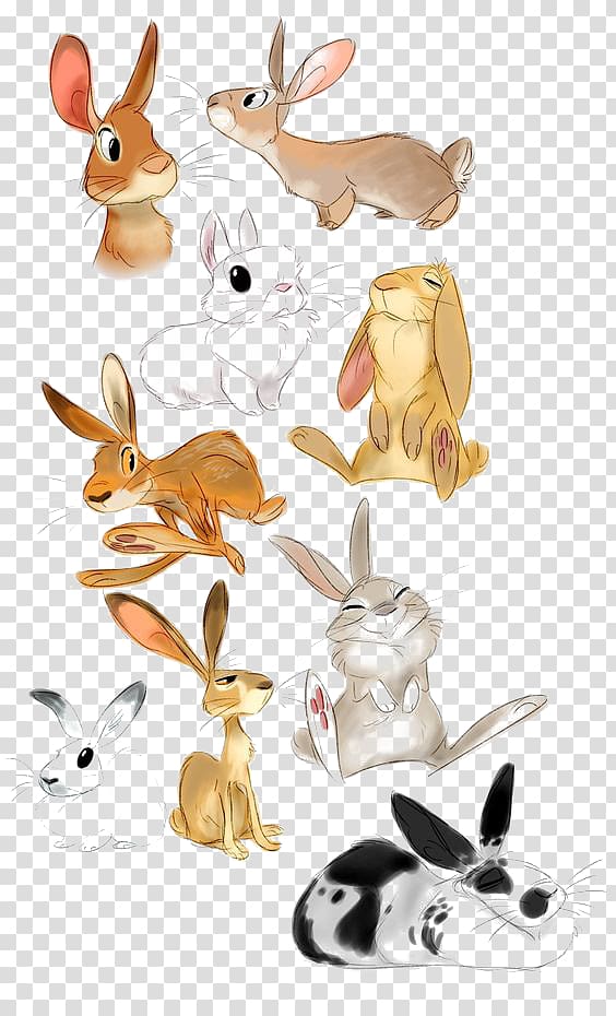 Bugs Bunny Roger Rabbit Hare Drawing, Hand-painted bunny collection transparent background PNG clipart