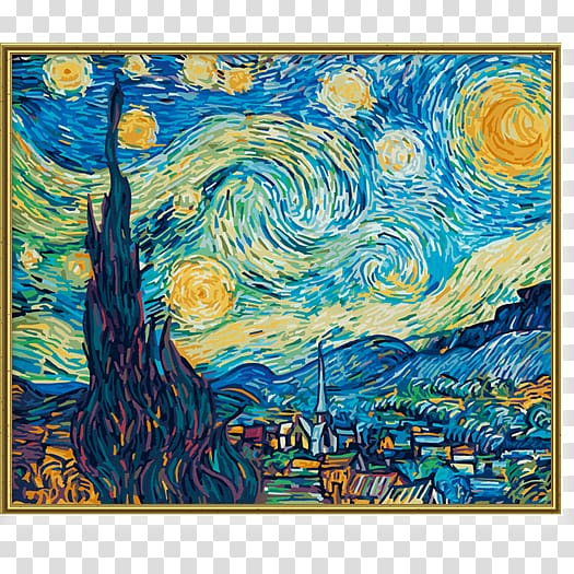 The Starry Night Paint by number Painting Art, painting transparent background PNG clipart