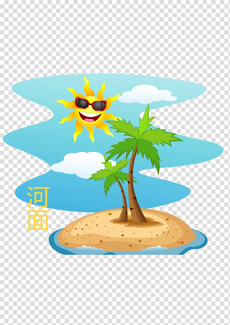 Tropical Islands Resort Cartoon , Sun river transparent background PNG clipart