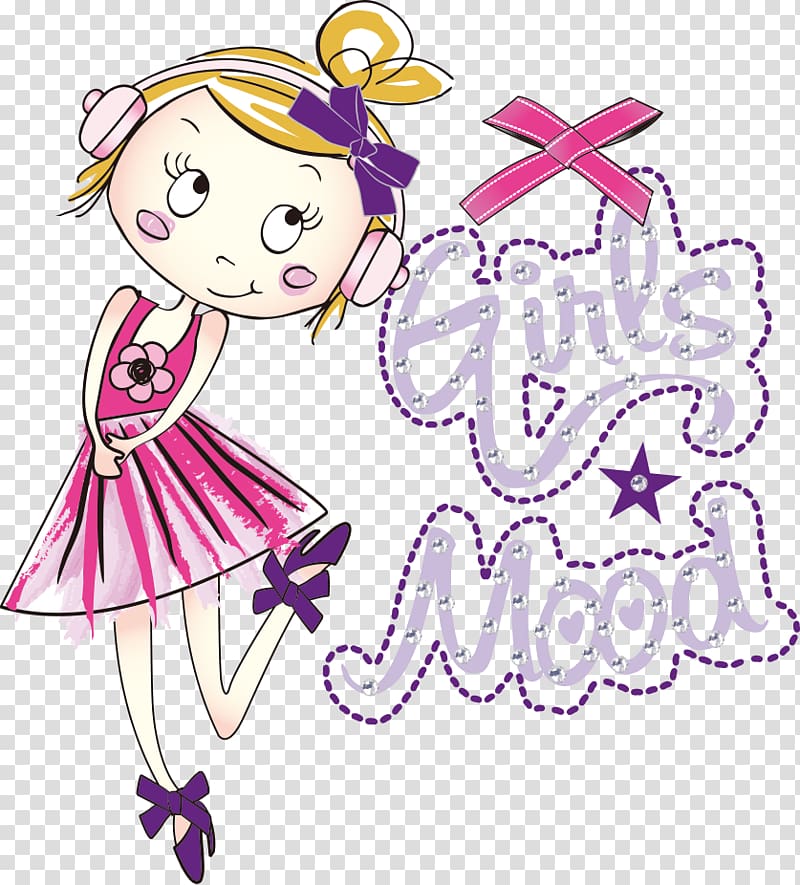 Drawing Illustration, cute girls transparent background PNG clipart