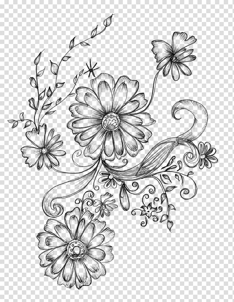 Drawing Decorative arts Flower Sketch, decorative transparent background PNG clipart