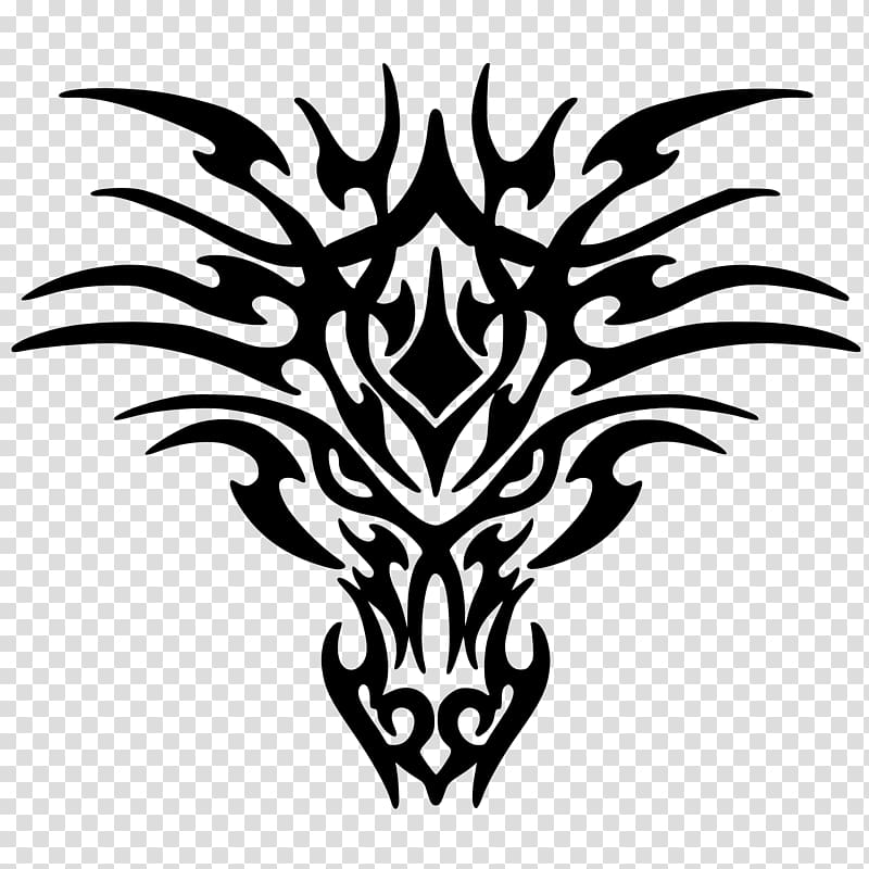 Dragon Black and white , Black tattoo dragon transparent background PNG clipart