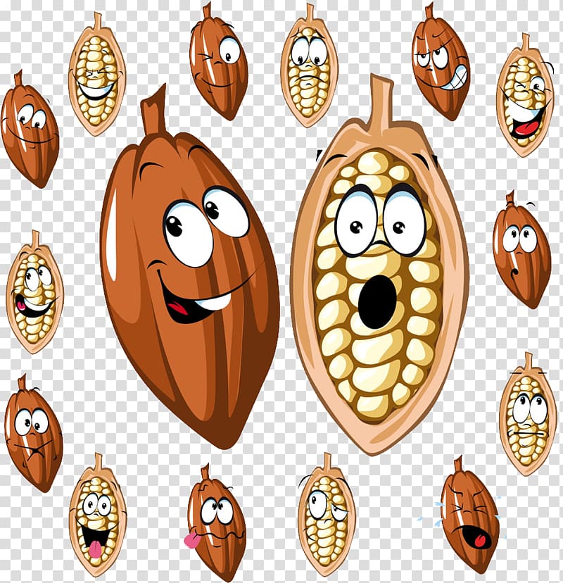 Chocolate bar Cocoa bean Theobroma cacao , Cartoon coffee beans background transparent background PNG clipart