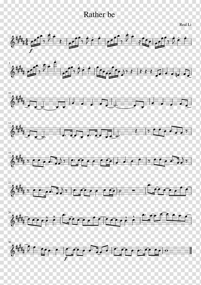 Rather Be Sheet Music Violin Musical note, sheet music transparent background PNG clipart
