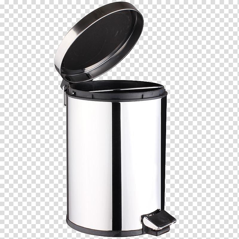 Waste container Stainless steel, Foot stainless steel trash can transparent background PNG clipart