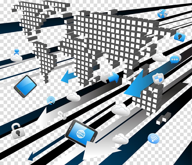 Computer network Business Finance, three-dimensional map transparent background PNG clipart