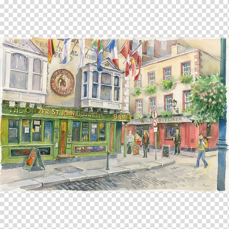 Watercolor painting Oliver St. John Gogarty\'s Hostel Ludmila Korol Pub, painting transparent background PNG clipart