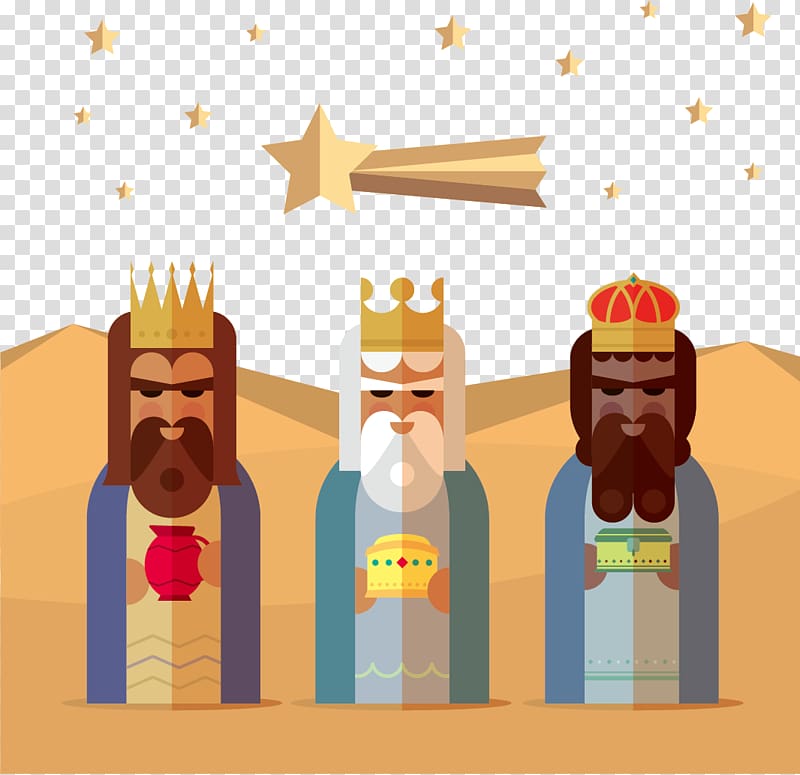 Biblical Magi We Three Kings Illustration, Flat king illustrator material transparent background PNG clipart