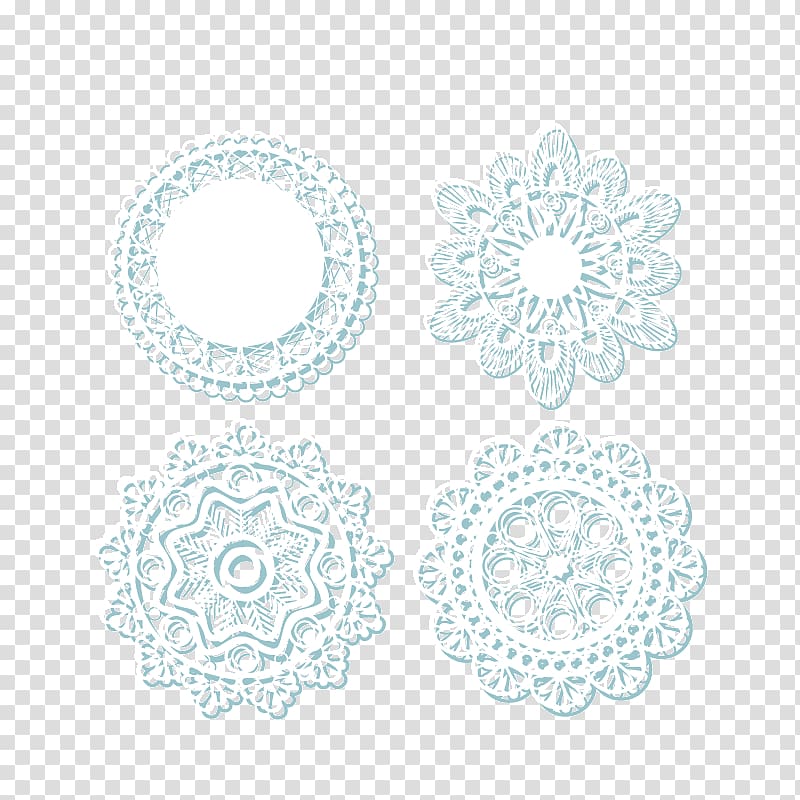 illustration of four assorted-shape white shapes, Lace Doily White Pattern, Decorative lace tablecloths background material transparent background PNG clipart