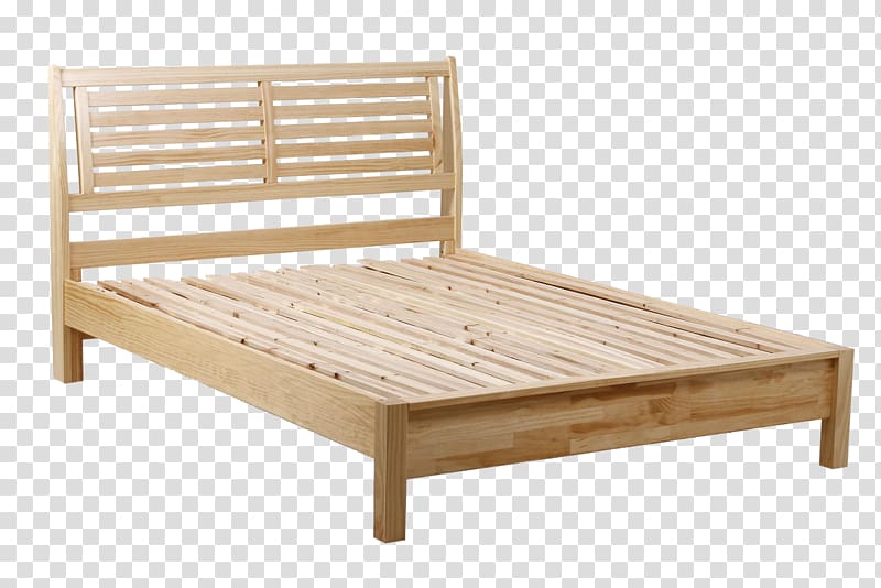 Bed frame, Wooden double bed transparent background PNG clipart