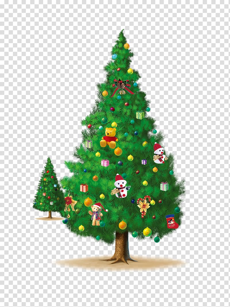 Christmas tree Elements Merry Christmas, Two Christmas trees transparent background PNG clipart