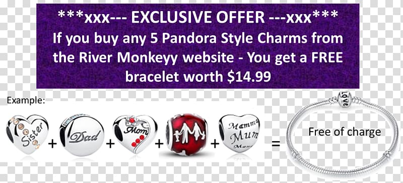 Pandora Charm bracelet Jewellery Silver, exclusive offers transparent background PNG clipart