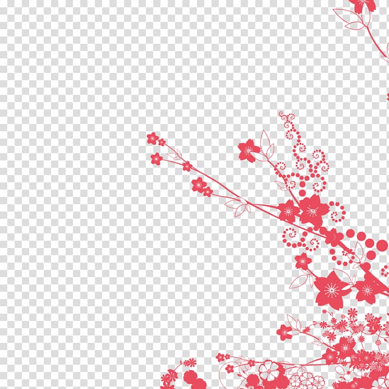 Plum blossom Gold, Rose red flowers silhouette transparent background PNG clipart