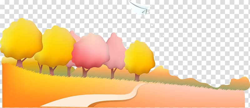 Paper Airplane Landscape Illustration, colorful autumn transparent background PNG clipart