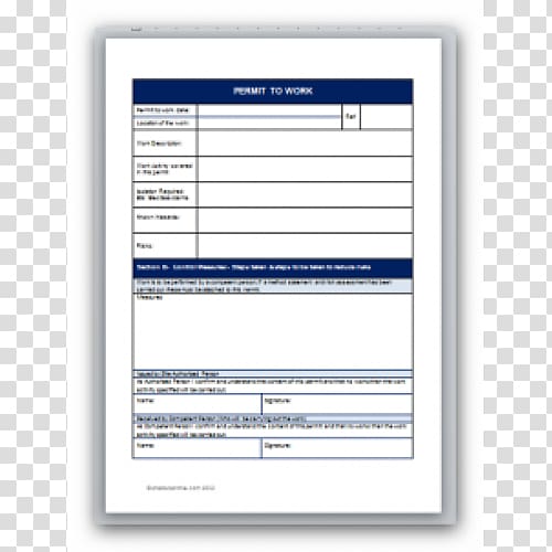 Template Work permit Document Form Permit To Work, permit transparent background PNG clipart