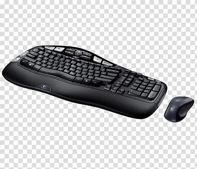Computer keyboard Computer mouse Logitech Wireless K350 Wireless keyboard Logitech Unifying receiver, sound wave curve transparent background PNG clipart