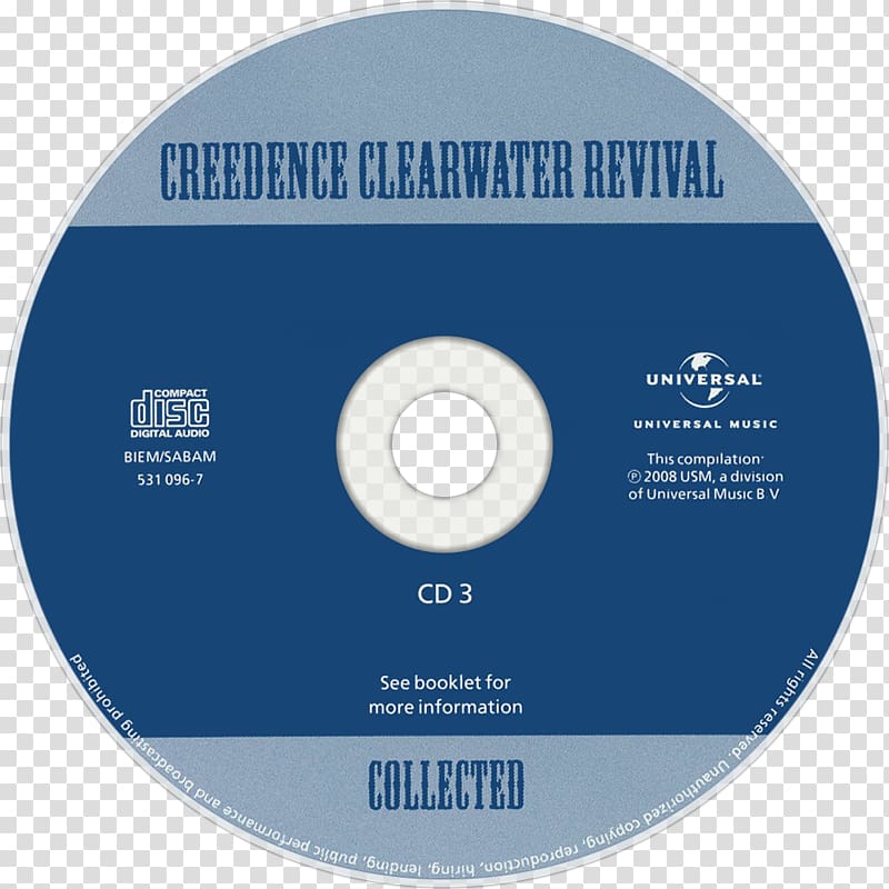 Compact disc Creedence Clearwater Revival Music Collected, clear-water transparent background PNG clipart