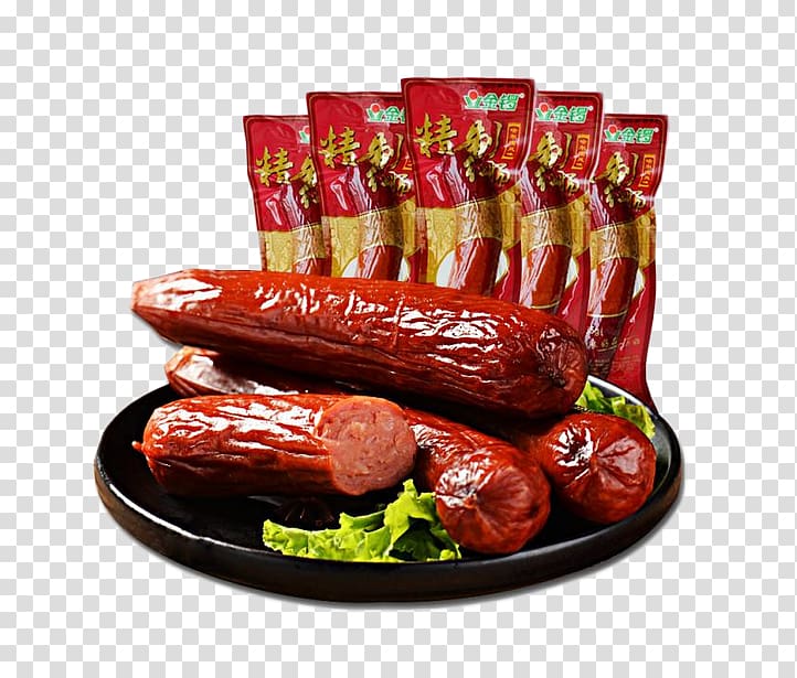 Thuringian sausage Bratwurst Ham Sujuk, Seal ham sausage transparent background PNG clipart