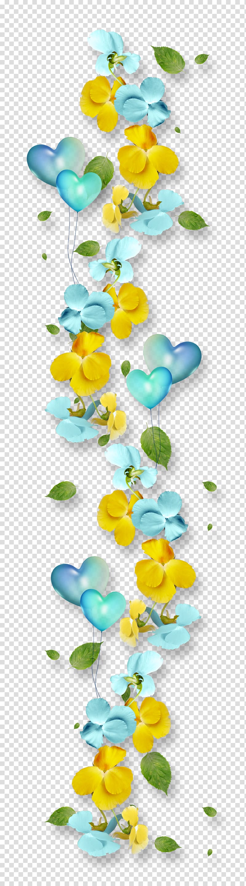 teal and yellow floral illustration, Hermetica Mind Leaf, Leaves Heart transparent background PNG clipart
