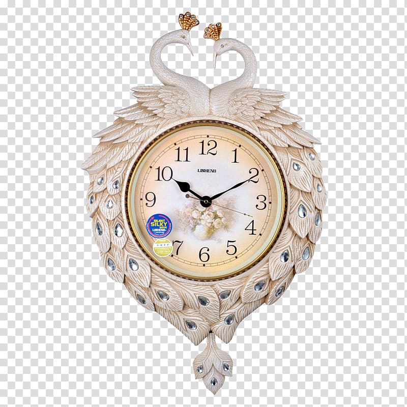 Side Clock Watch, Peacock Clock Decoration transparent background PNG clipart