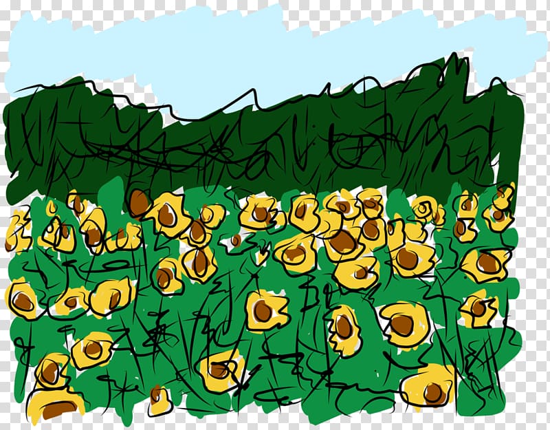 Vertebrate Cartoon Character Font, Sunflower field transparent background PNG clipart