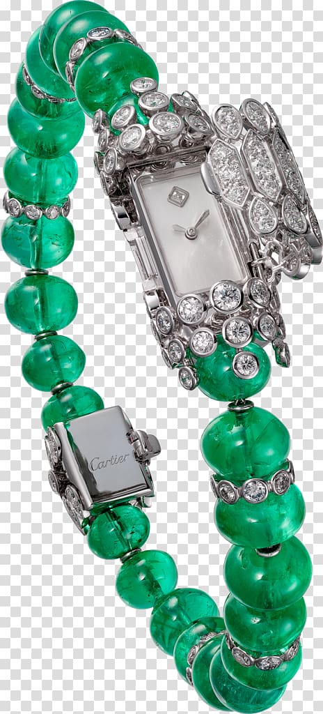 Emerald Bracelet Jewellery Watch Cartier, creative jewelry transparent background PNG clipart