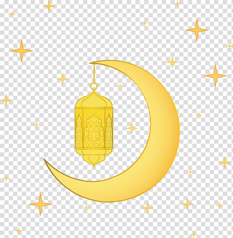 Ramadan, Lantern Moon, half moon with stars illustration transparent