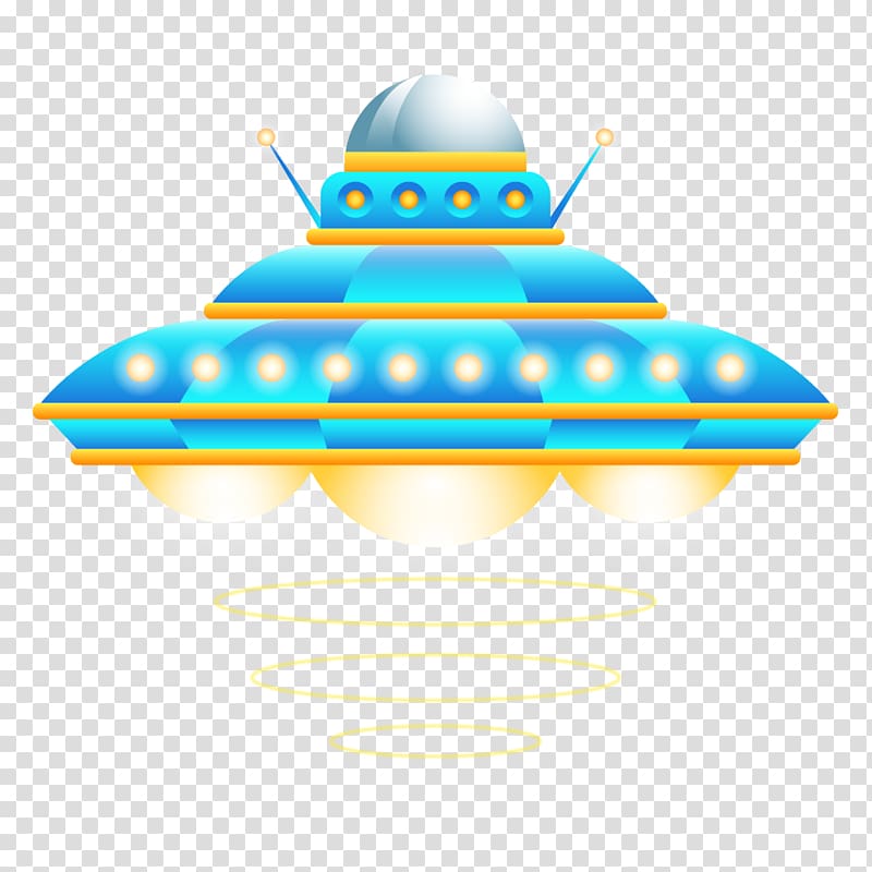 Unidentified flying object Spacecraft , Blue yellow cartoon spaceship transparent background PNG clipart