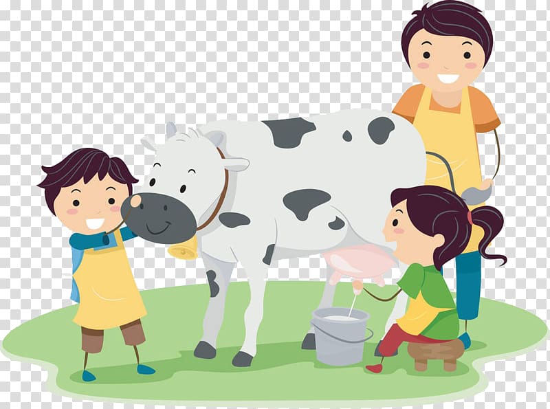 Dairy cattle Milk , Whole family milking transparent background PNG clipart