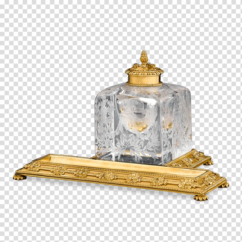 Inkwell 19th century Ormolu Bronze Brass, brass transparent background PNG clipart