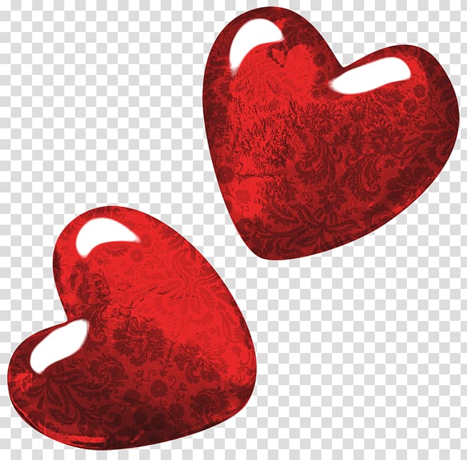 Sticker two red hearts with glitter for background of Valentine day 