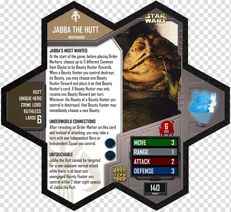Heroscape Magic: The Gathering Star Wars: Knights of the Old Republic Board game, jabba the hutt transparent background PNG clipart