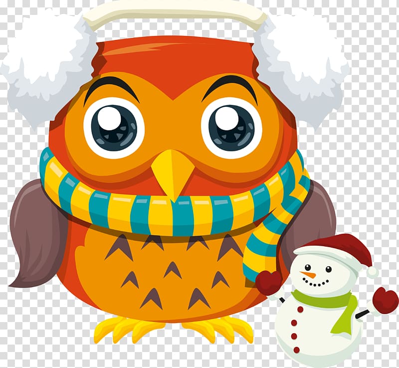 Cartoon Christmas, owls transparent background PNG clipart