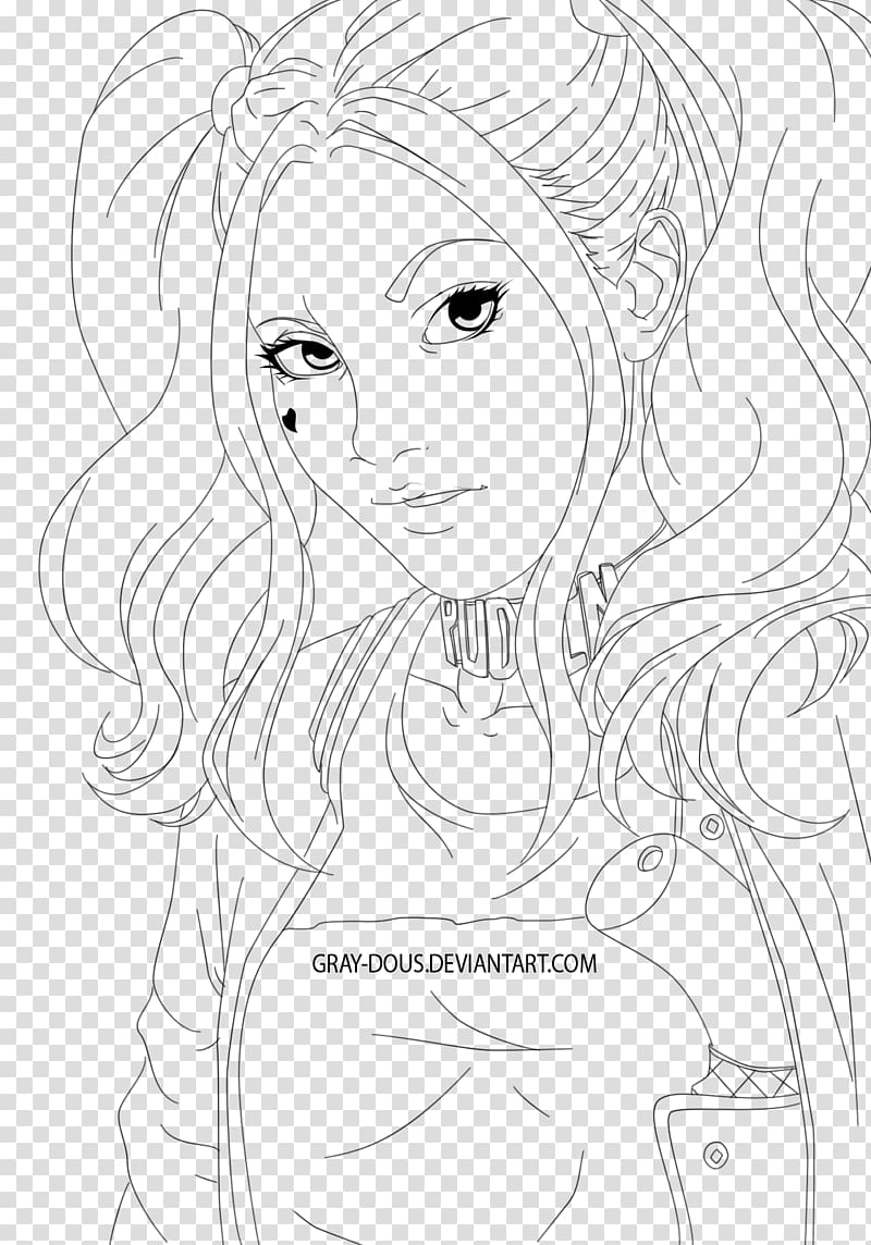 Harley Quinn Line art Drawing Sketch, harlequin transparent background PNG clipart