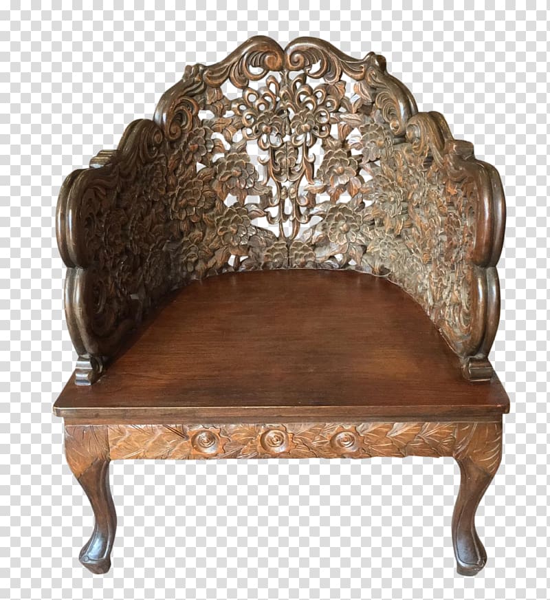 Carving Antique Chair Brown, wood caving transparent background PNG clipart