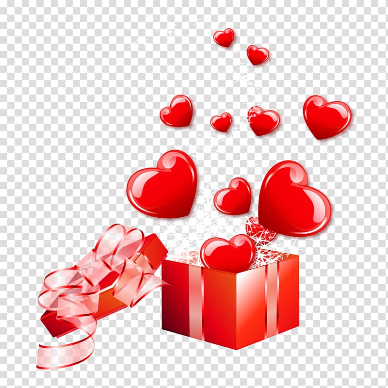 Vecteur, Fly out of the gift box of love material transparent background PNG clipart