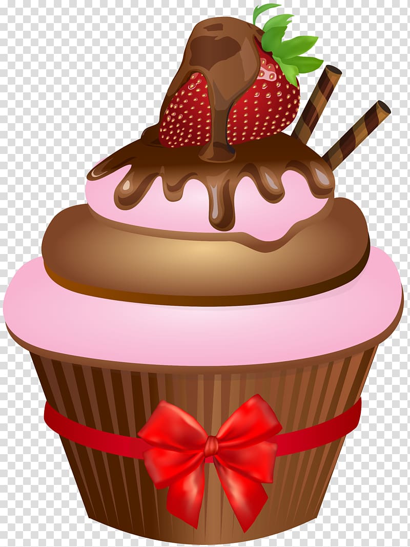 Cupcake Muffin Sponge cake Chocolate, strawberry transparent background PNG clipart