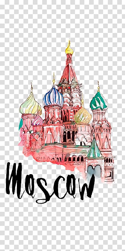 Saint Basil's Cathedral Red Square Spasskaya Tower Watercolor painting , Moscow City transparent background PNG clipart