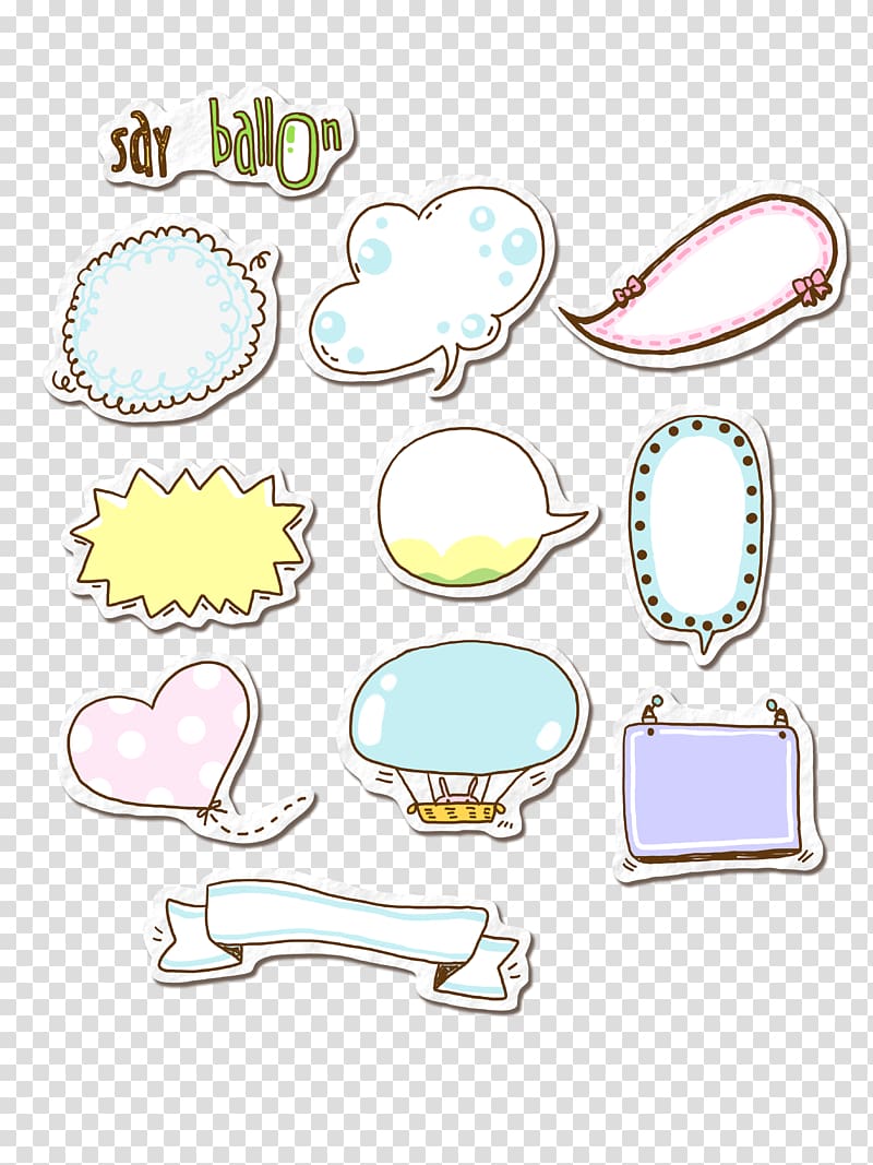 assorted-color stickers, Text box Dialog box Computer Icons, Cute cartoon style color dialog box Notes transparent background PNG clipart