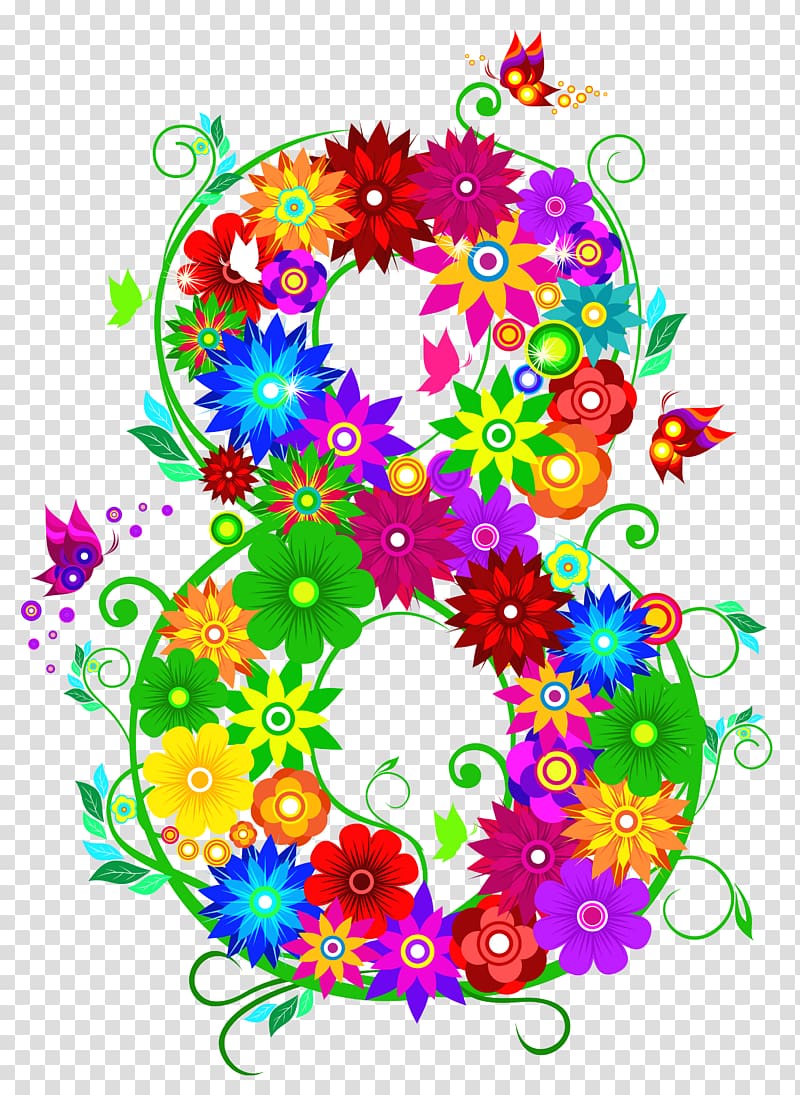 multicolored floral 8 , Australia–Papua New Guinea relations March 8, Floral 8 March transparent background PNG clipart